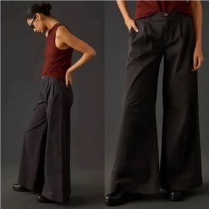 Anthropologie Mid Rise Pleated Wide Leg Trousers